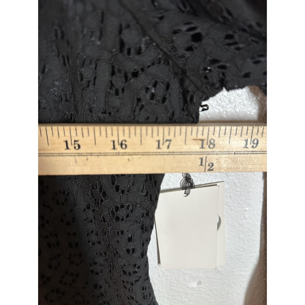 IRIS Los Angeles Dress Womens Large Black Lace Long Sleeve Pleated Bell Cuffs - Picture 6 of 7